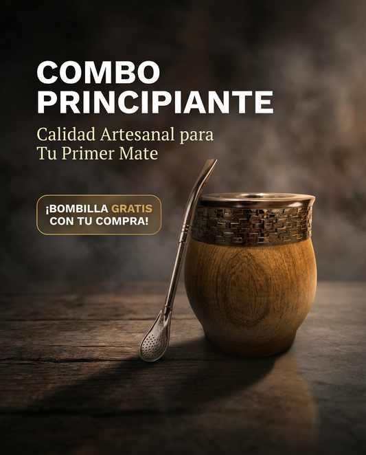 Mate Imperial de madera de algarrobo tallada a mano con virola de alpaca - Jardín del Mate España