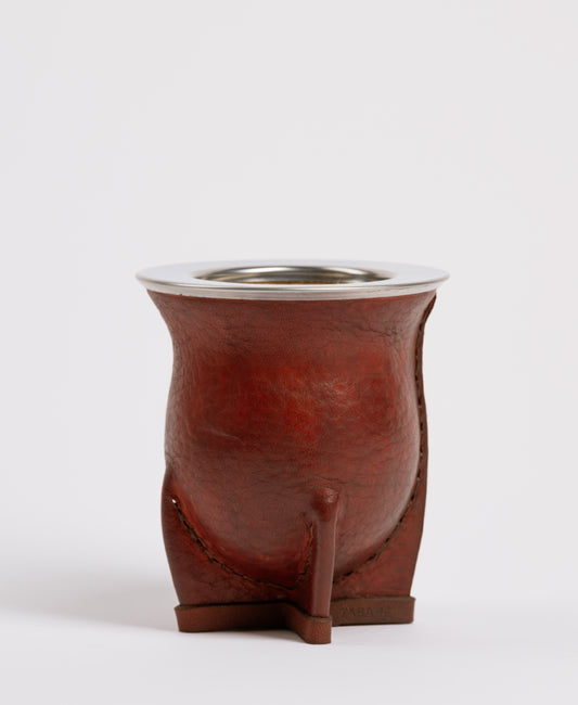 Mate Artesanal Camionero – Cuero Natural y Virola de Acero Inox