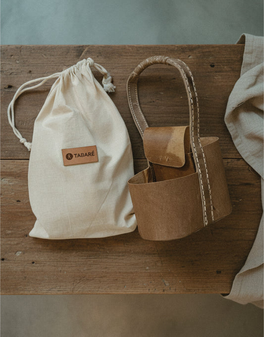 Matera Canasta de Cuero crudo