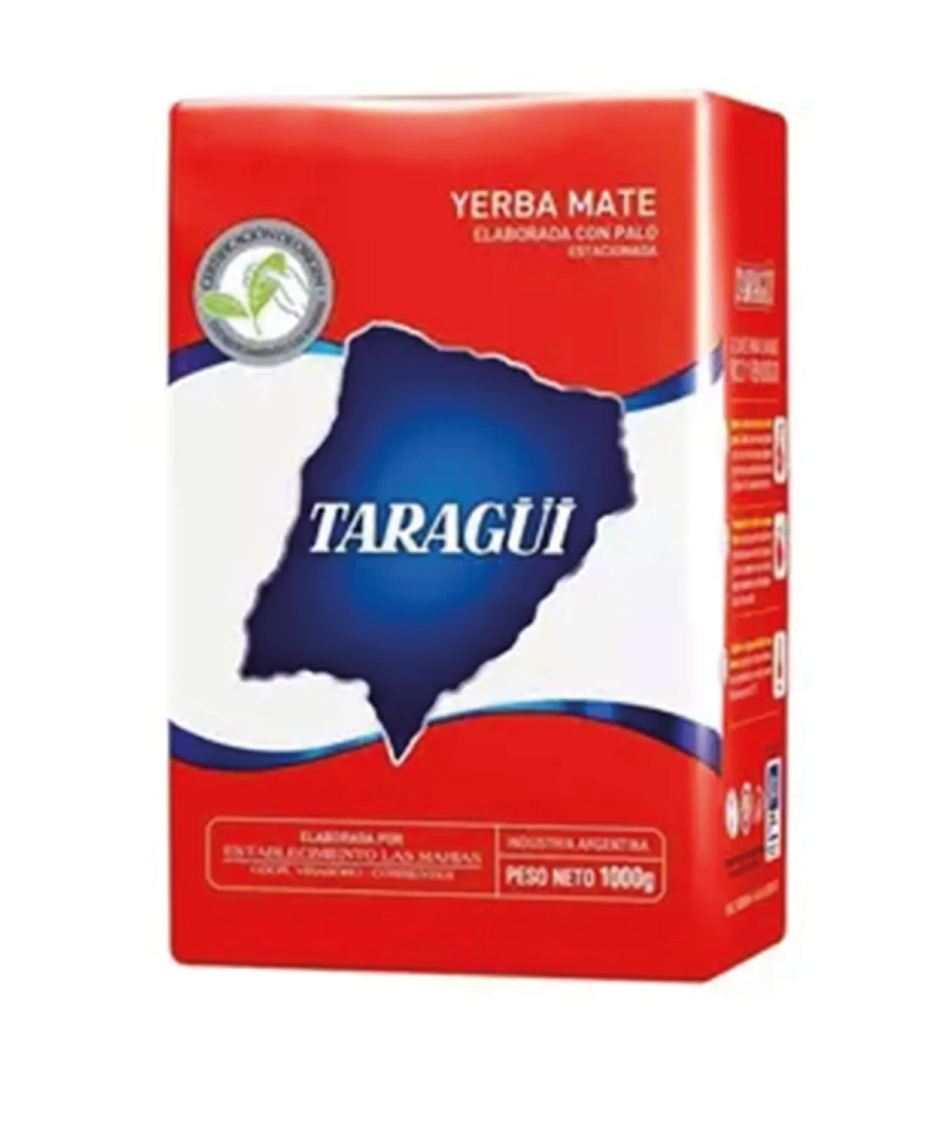 Paquete de Yerba Mate Taragüi de 1 kg con palo, etiqueta roja clásica, stock en España