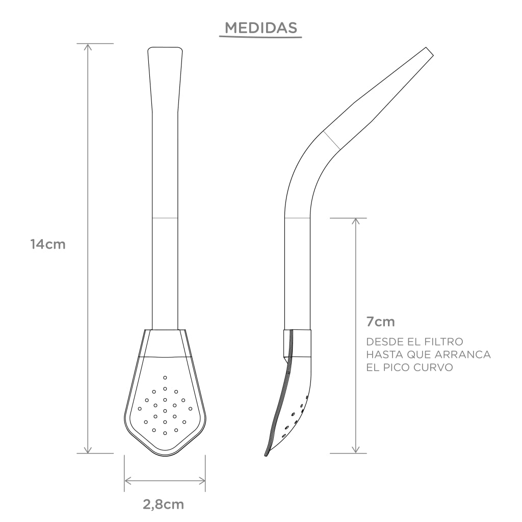Bombilla Paticorti Curva Corta – Acero Inoxidable