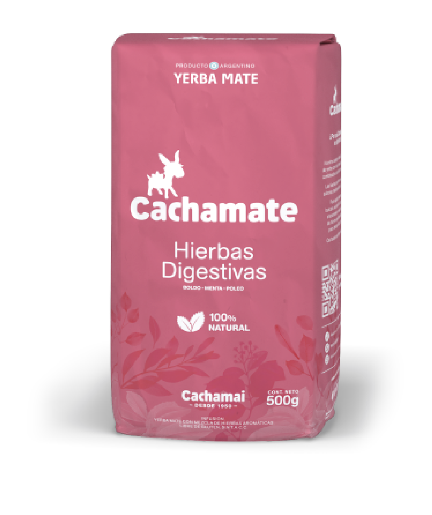 Paquete de Yerba Mate Cachamate Hierbas Digestivas 500g con menta y boldo - Jardín del Mate España