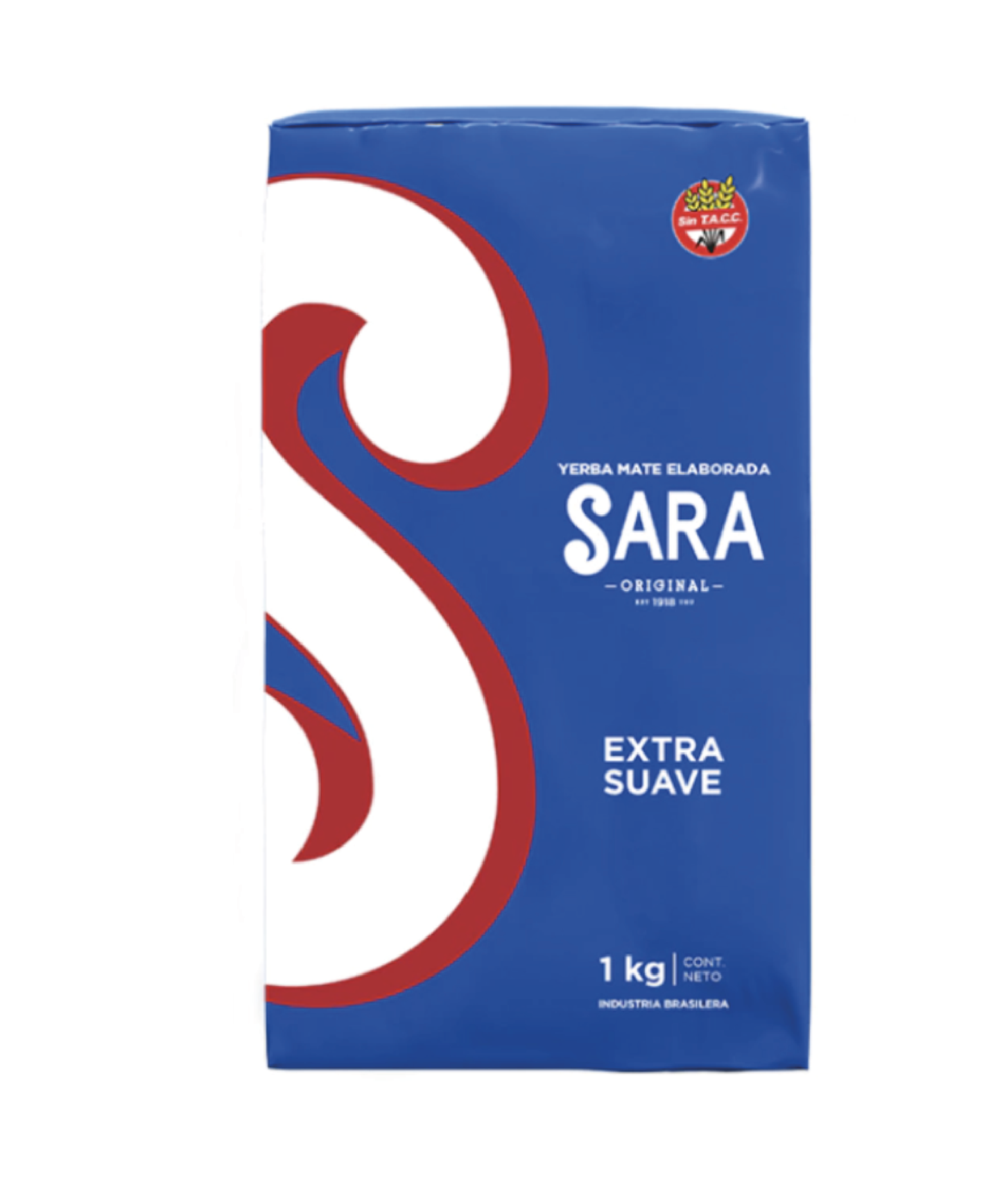 Paquete de Yerba Mate Sara Suave 1kg molienda uruguaya disponible en tienda Jardín del Mate España