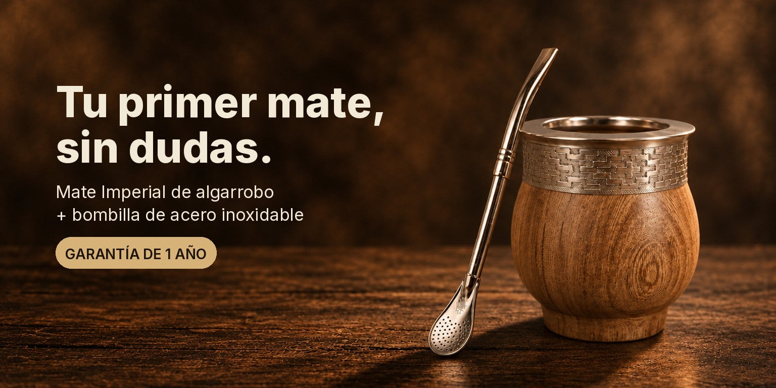 Tu primer mate, sin dudas: Combo Mate Imperial de algarrobo + bombilla, con garantía de 1 año